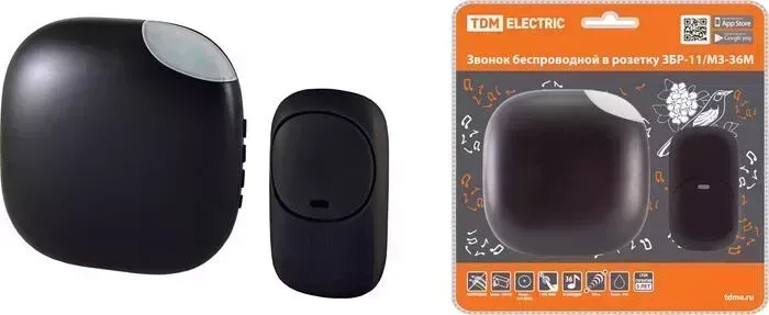 Звонок TDM ELECTRIC беспроводной в розетку ЗБР-11/М3-36М (36 мелодий, кнопка IP44, AC 230В, многокодовый)