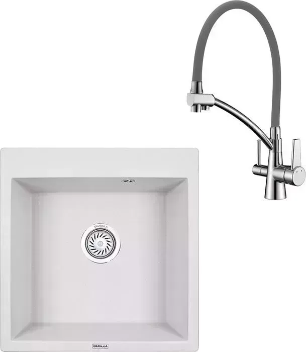 Мойка кухонная и смеситель Granula и GR-5102 арктик, Lemark Comfort LM3071C-Gray