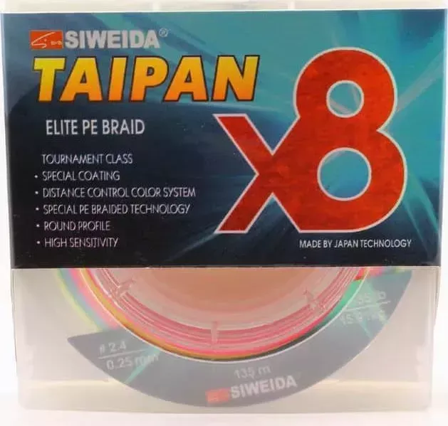 Леска плетеная SIWEIDA Taipan Elite PE Braid X8 135м 0,25мм (15,91кг) мультиколор