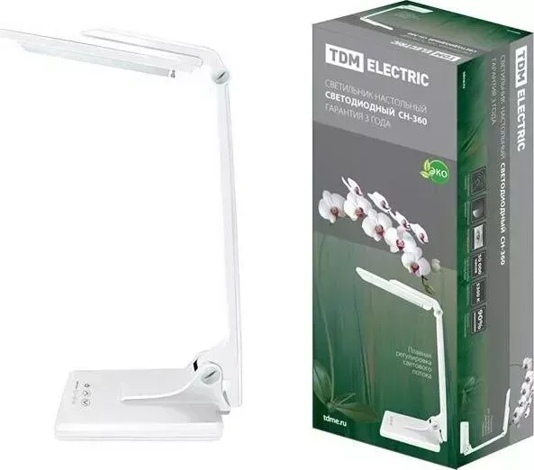 Светильник TDM ELECTRIC светодиодный настольный СН-360, складной, сенсор-диммер, 220 В, 10 Вт, 5300 К белый