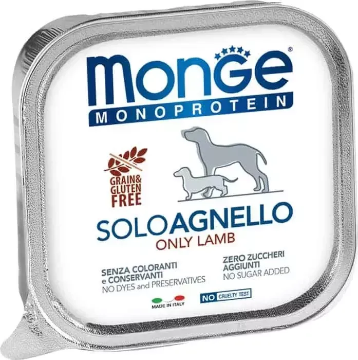 Консервы Monge Dog Monoprotein Solo для собак паштет из ягненка 150 г