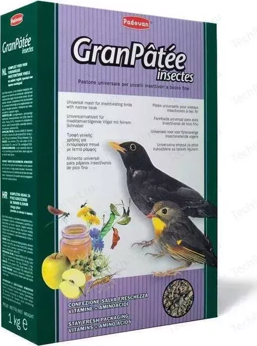 Корм Padovan GRANPATEE Insectes комплексный с насекомыми для насекомоядных птиц 1кг