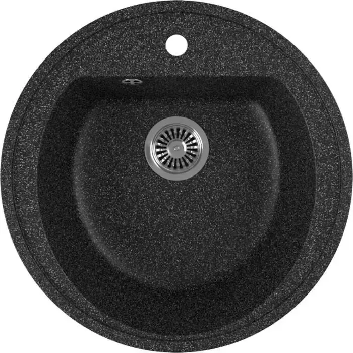Мойка кухонная GREENSTONE GRS-07-308 черная, с сифоном