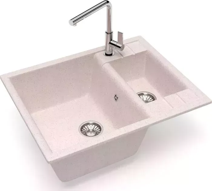 Мойка кухонная Glanz J-190-33 бежевая, матовая, с сифоном