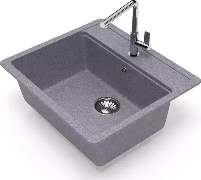 Мойка кухонная Glanz J-009-35 темно-серая, матовая, с сифоном