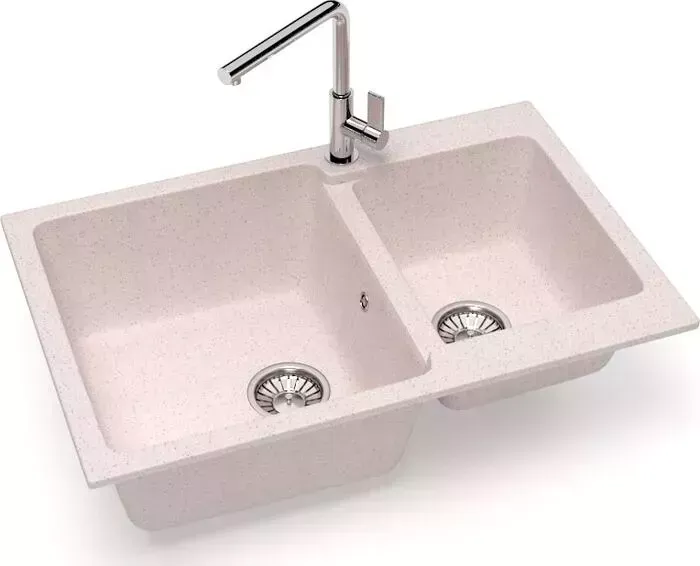 Мойка кухонная Glanz J-191-33 бежевая, матовая, с сифоном