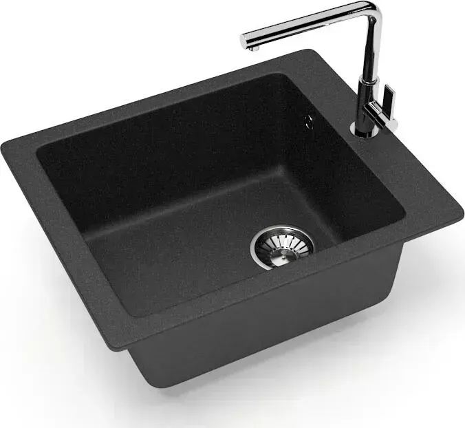 Мойка кухонная Glanz J-008-32 антрацит, матовая, с сифоном