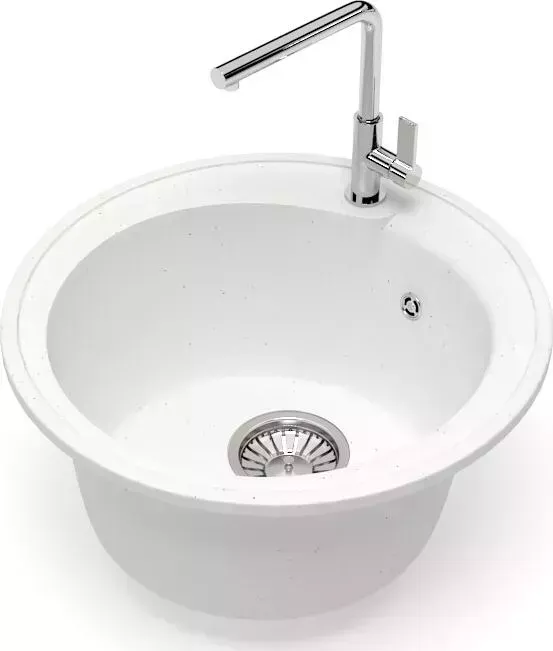 Мойка кухонная Glanz J-004-31 белая, матовая, с сифоном