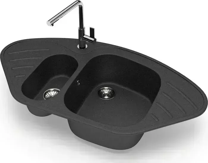 Мойка кухонная Glanz J-023-32 антрацит, матовая, с сифоном