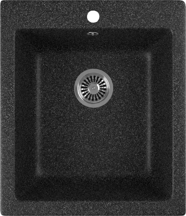 Мойка кухонная GREENSTONE GRS-17-308 черная, с сифоном
