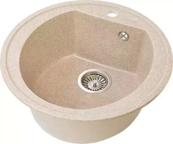 Мойка кухонная GREENSTONE GRS-07-328 бежевая, с сифоном