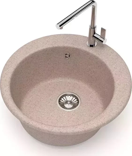 Мойка кухонная Glanz J-030-34 песочная, матовая, с сифоном