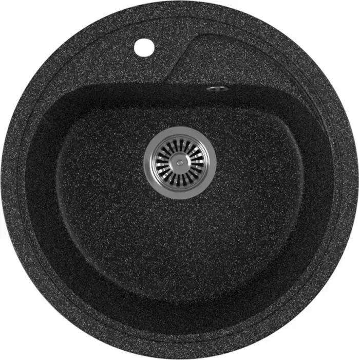 Мойка кухонная GREENSTONE GRS-04-308 черная, с сифоном