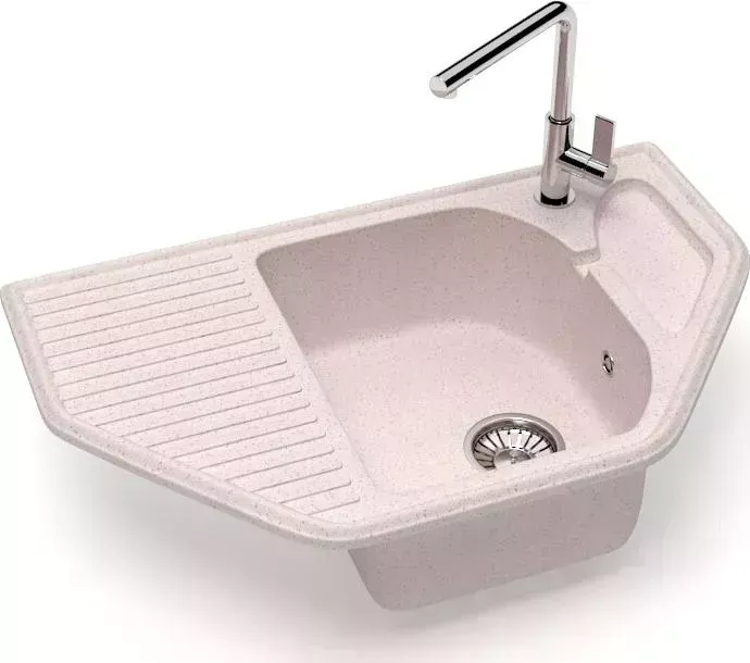 Мойка кухонная Glanz J-022-33 бежевая, матовая, с сифоном
