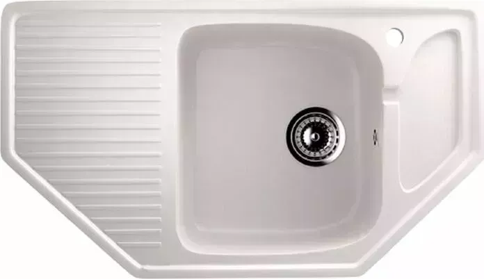 Мойка кухонная GREENSTONE GRS-10-331 белая, с сифоном