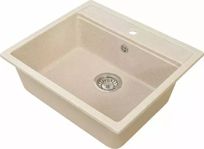 Мойка кухонная GREENSTONE GRS-06-328 бежевая, с сифоном