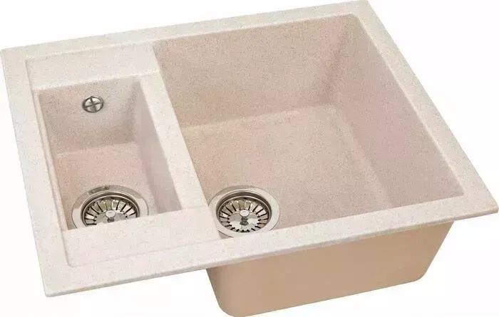Мойка кухонная GREENSTONE GRS-21-328 бежевая, с сифоном