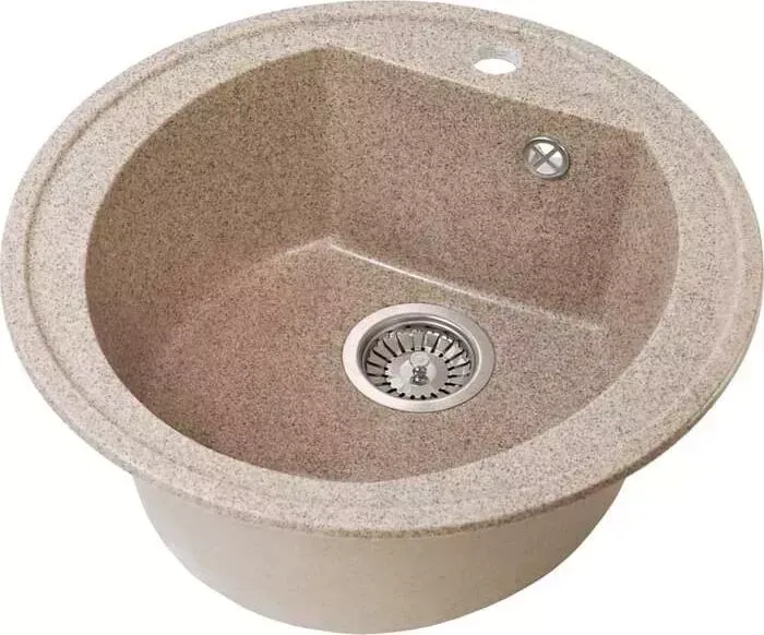Мойка кухонная GREENSTONE GRS-07-302 песочная, с сифоном