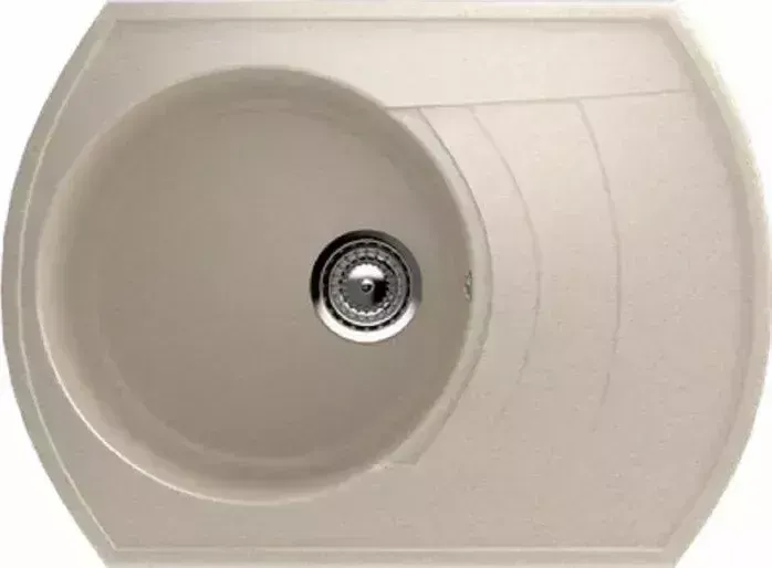Мойка кухонная GREENSTONE GRS-65-328 бежевая, с сифоном