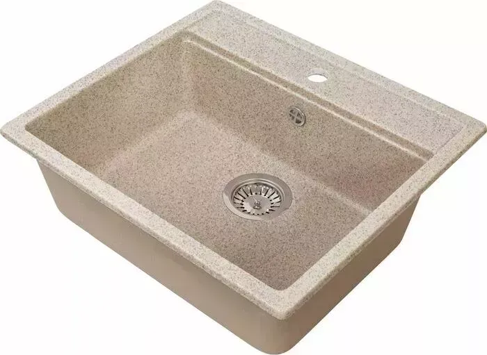 Мойка кухонная GREENSTONE GRS-06-302 песочная, с сифоном