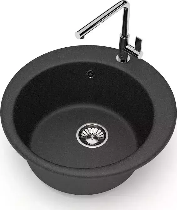 Мойка кухонная Glanz J-030-32 антрацит, матовая, с сифоном
