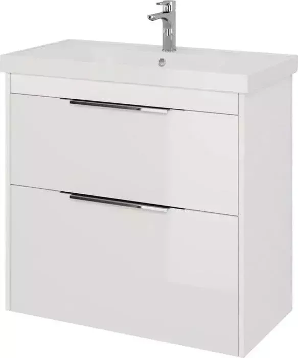 Тумба с раковиной Dreja с Prime 90 подвесная, с ящиками, белый глянец (99.9302, 641617)