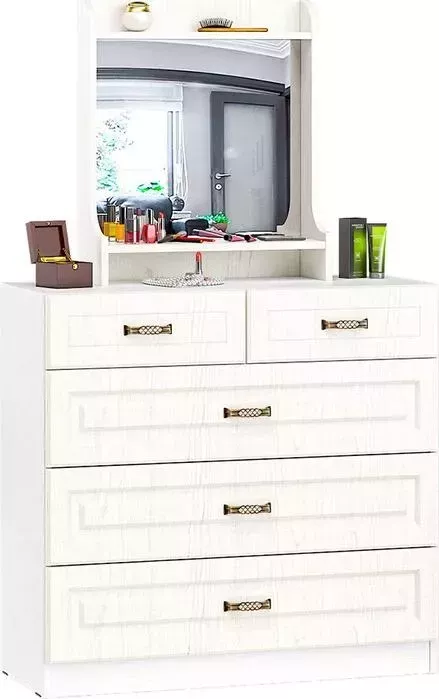 Комплект мебели Моби Ливерпуль 10.103 + 10.118 с зеркалом ясень ваниль/белый