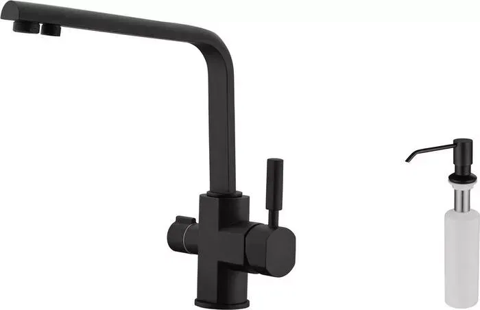 Смеситель для кухни KAISER Decor с дозатором жидкого мыла, черный Mat (40144-9,KH-3002 BP)