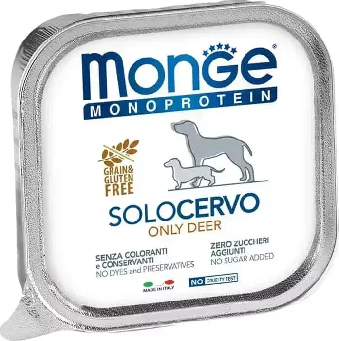 Консервы Monge Dog Monoprotein Solo для собак паштет из оленины 150 г
