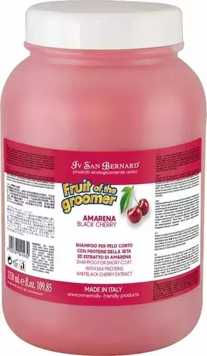 Шампунь Iv San Bernard Fruit of the Grommer Black Cherry Shampoo for Short Coat с протеинами шелка для короткой шерсти животных 3.25 л