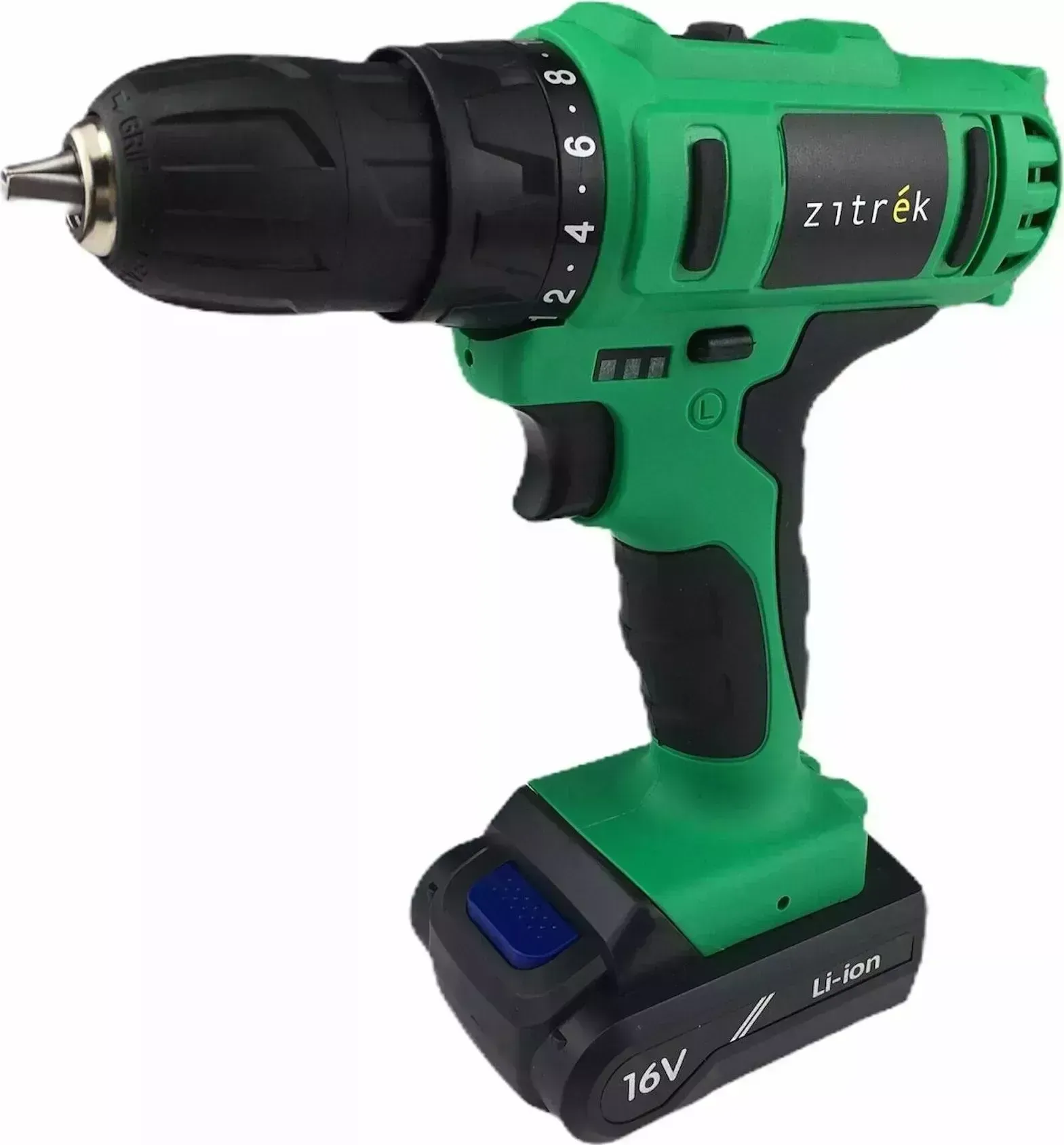 Дрель аккумуляторная  Zitrek Greenpower 16-Li (16В Li-ion-2шт, ЗУ, кейс, бита)