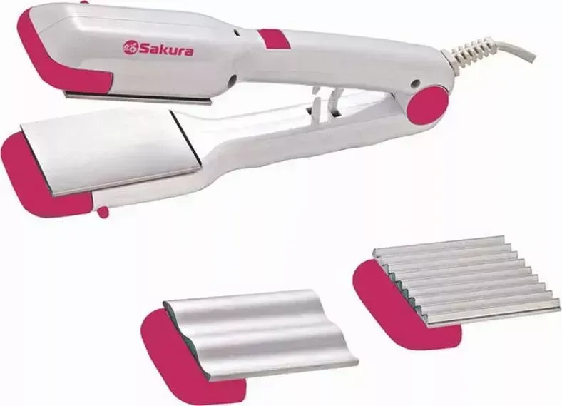 Прибор для укладки волос SAKURA SA-4507P белый/розовый