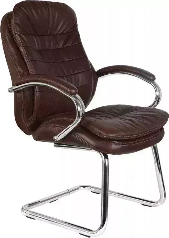 Кресло офисное БЮРОКРАТ T-9950AV/Brown низкая спинка коричневый кожа (полозья)
