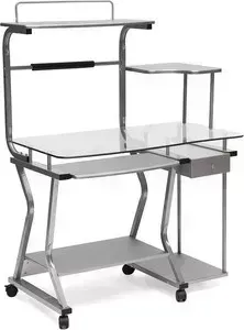 Стол компьютерный TetChair ST-S-240 со стеклом Серебряный F21