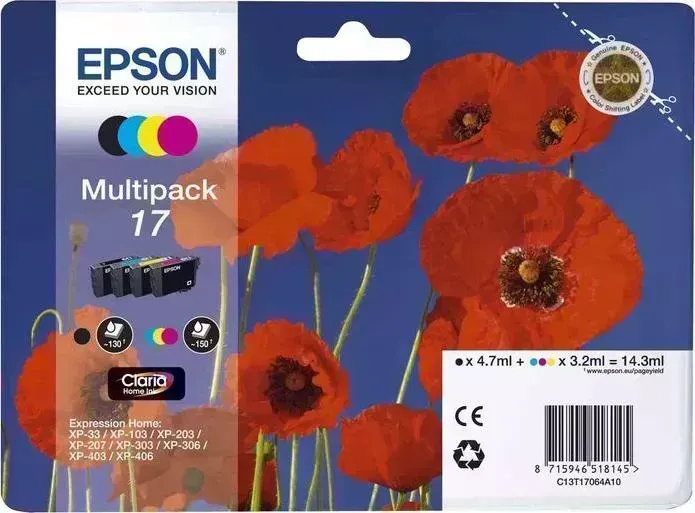 Расходный материал для печати EPSON C13T17064A10 черный/голубой/пурпурный/желтый