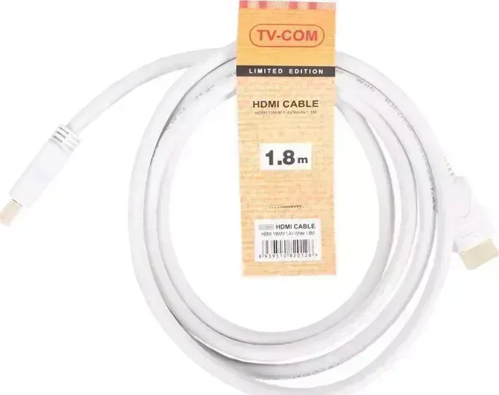 Кабель  TV-COM HDMI19M-HDMI19M, V1.4+3D, 1,8м белый (CG150SW-1.8M)