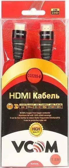 Кабель VCOM HDMI 19M/M ver 2.0, 1.8m (CG526S-1.8MB)