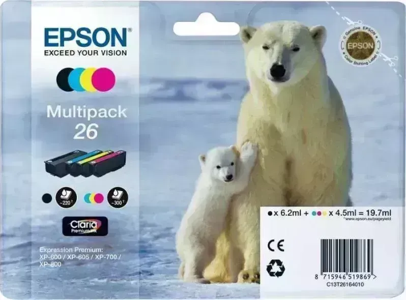 Расходный материал для печати EPSON C13T26164010 черный/голубой/желтый/пурпурный