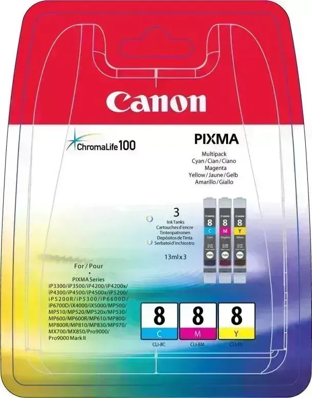 Расходный материал для печати CANON CLI-8C/M/Y голубой/пурпурный/желтый