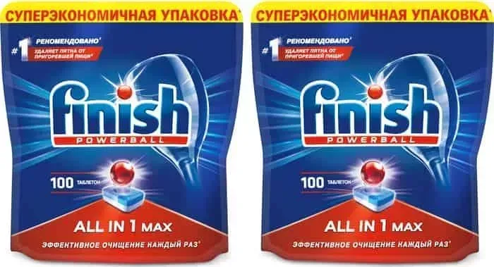 Таблетки для посудомоечной машины FINISH Комплект All in 1 Max 200шт (2*100 шт)