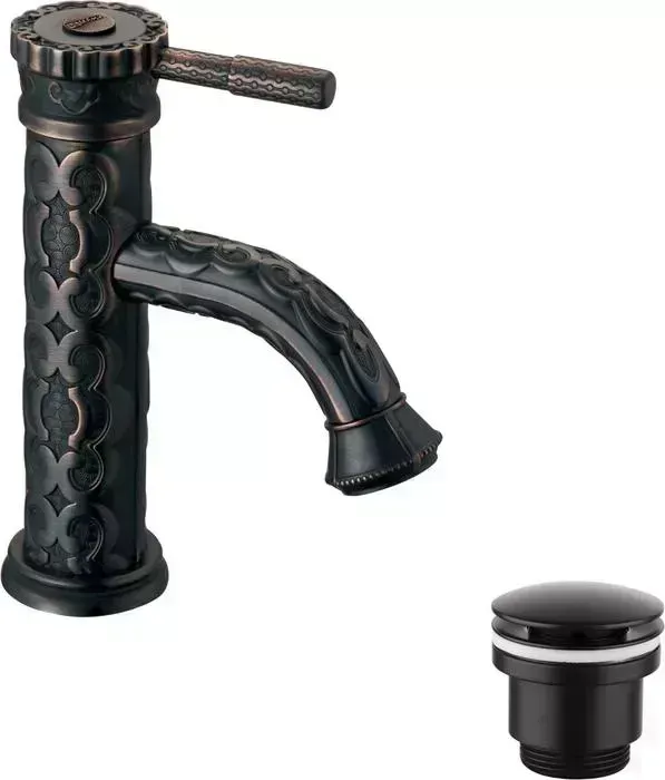 Смеситель для раковины LEMARK Jasmine с донным клапаном, черный (LM6606ORB, LM8500BL)