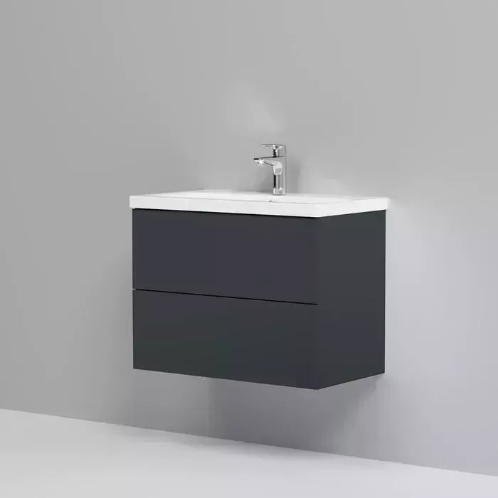Тумба с раковиной Am.Pm с Gem 75 графит (M90FHX07522GM, M90WCC0752WG)
