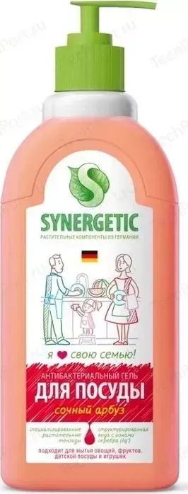 Средство Synergetic для мытья посуды Сочный арбуз, антибактериальный, 500 мл
