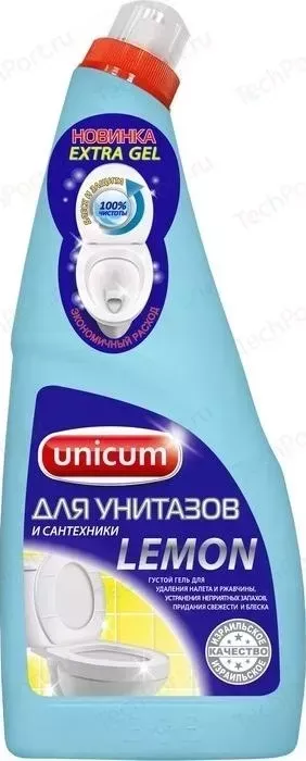 Гель UNICUM для чистки унитазов Лимон, 750 мл