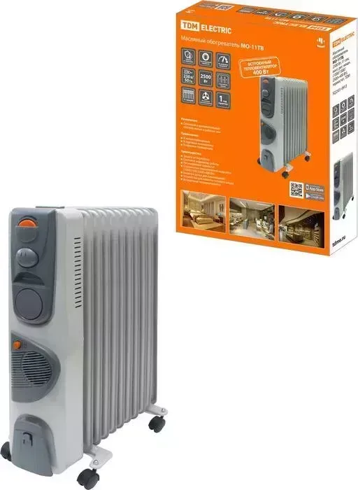 Обогреватель масляный TDM ELECTRIC МО-11ТВ, 2500 Вт, вент, рег. мощн., термостат
