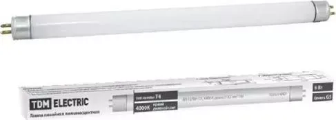 Лампа TDM ELECTRIC люминесцентная линейная двухцокольная ЛЛ-12/16 Вт, T4/G5, 4000 К, длина 468,7 мм