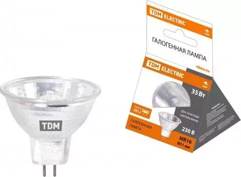 Лампа TDM ELECTRIC галогенная с отражателем MR16 (JCDR) - 35 Вт - 230 В - GU5.3