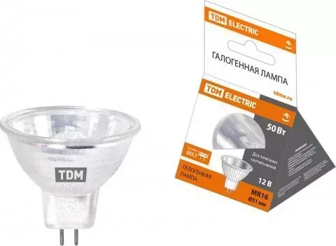 Лампа TDM ELECTRIC галогенная с отражателем MR16 - 50 Вт - 12 В - GU5.3