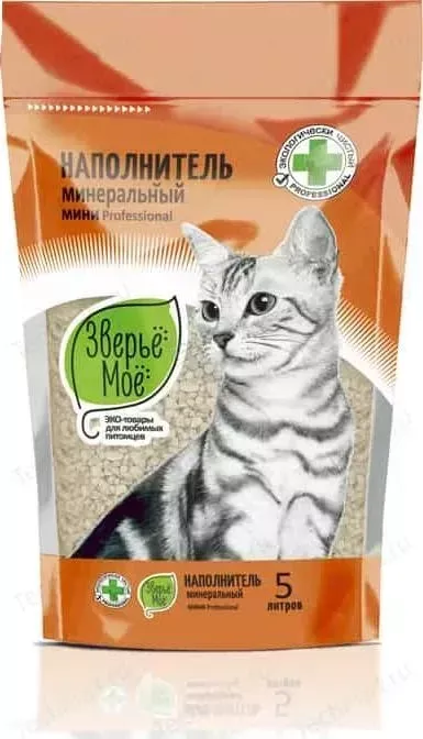 Наполнитель Зверьё моё Мини Professional минеральный впитывающий для кошек 5л (86071)