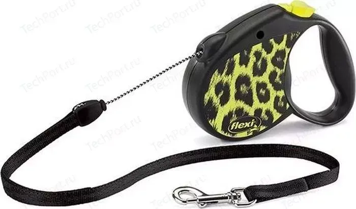 Рулетка Flexi Safari Leopard M трос 5м желтая для собак до 20кг
